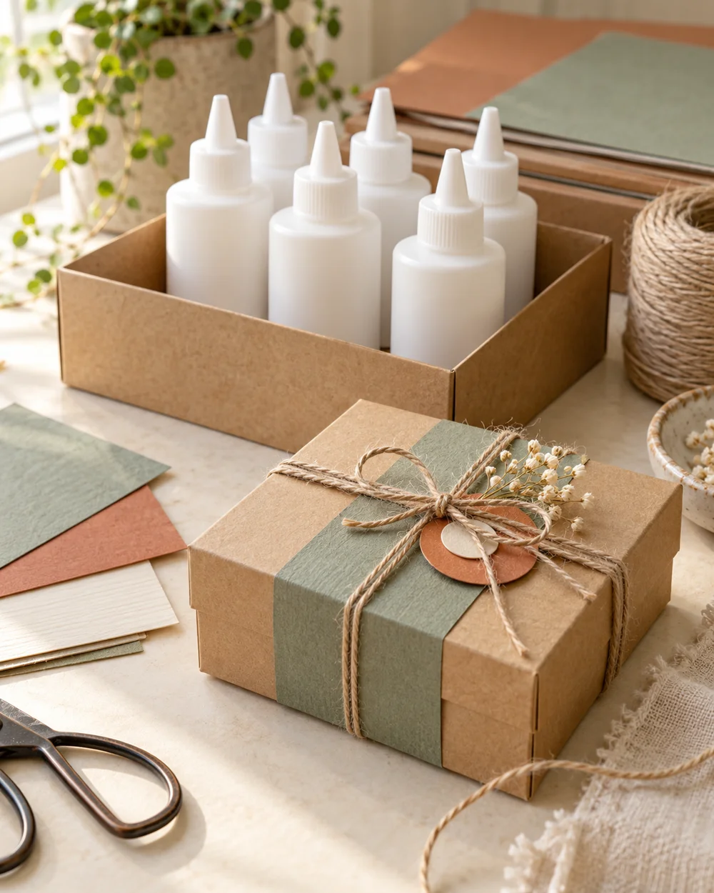 AI-generated concept image for build a cardboard glue bottle corral