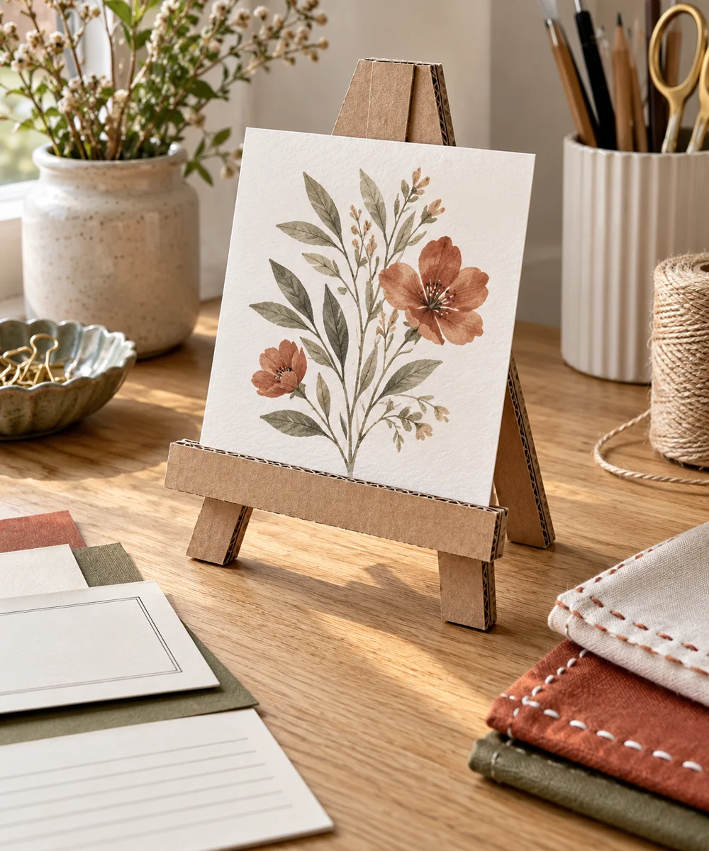 AI-generated concept image for build a cardboard mini display easel