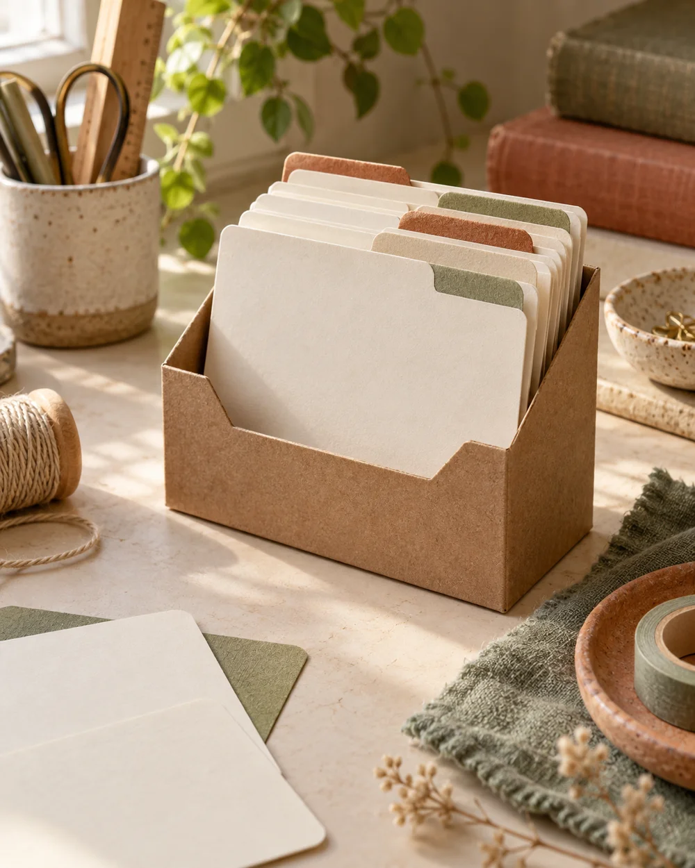 AI-generated concept image for build a cardboard postcard file