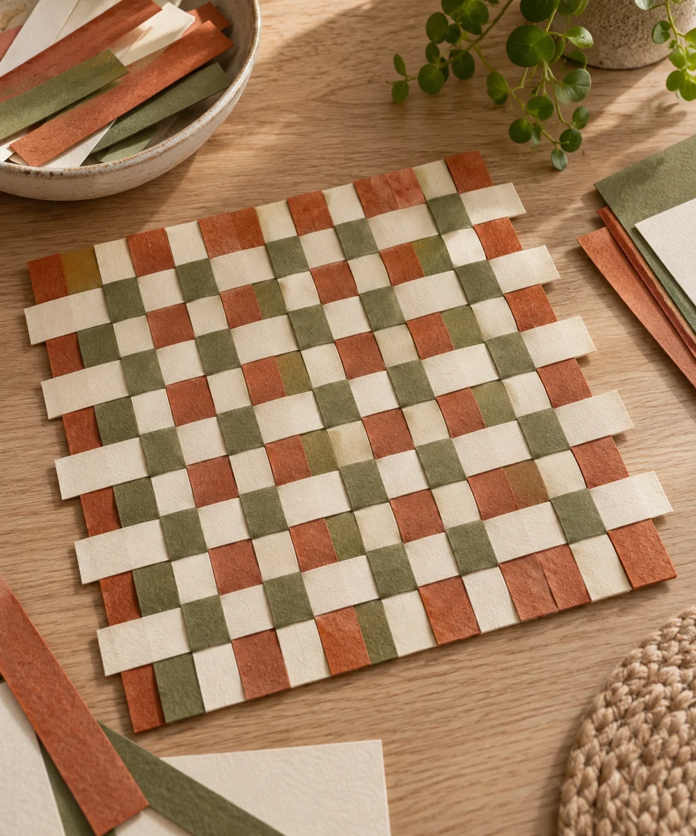 AI-generated concept image for build a simple paper weaving mat