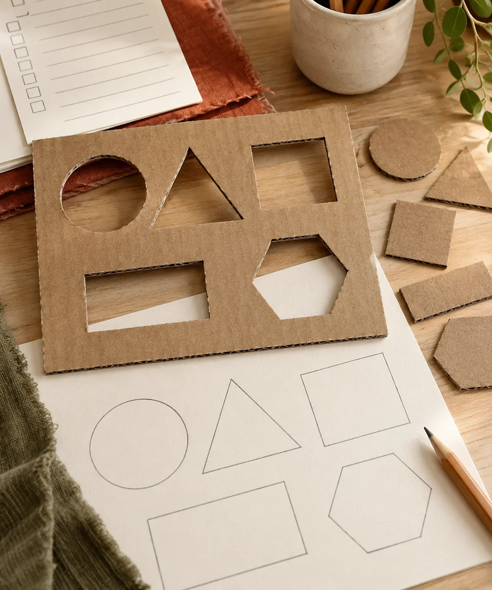 AI-generated concept image for create a cardboard stencil for geometric shapes