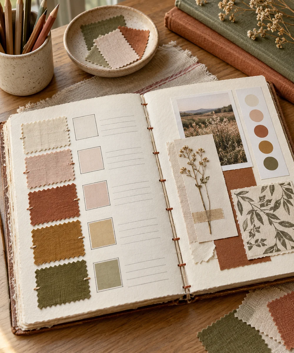 AI-generated concept image for create a color palette journal