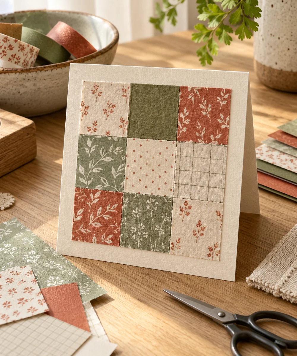 AI-generated concept image for create a paper patchwork card