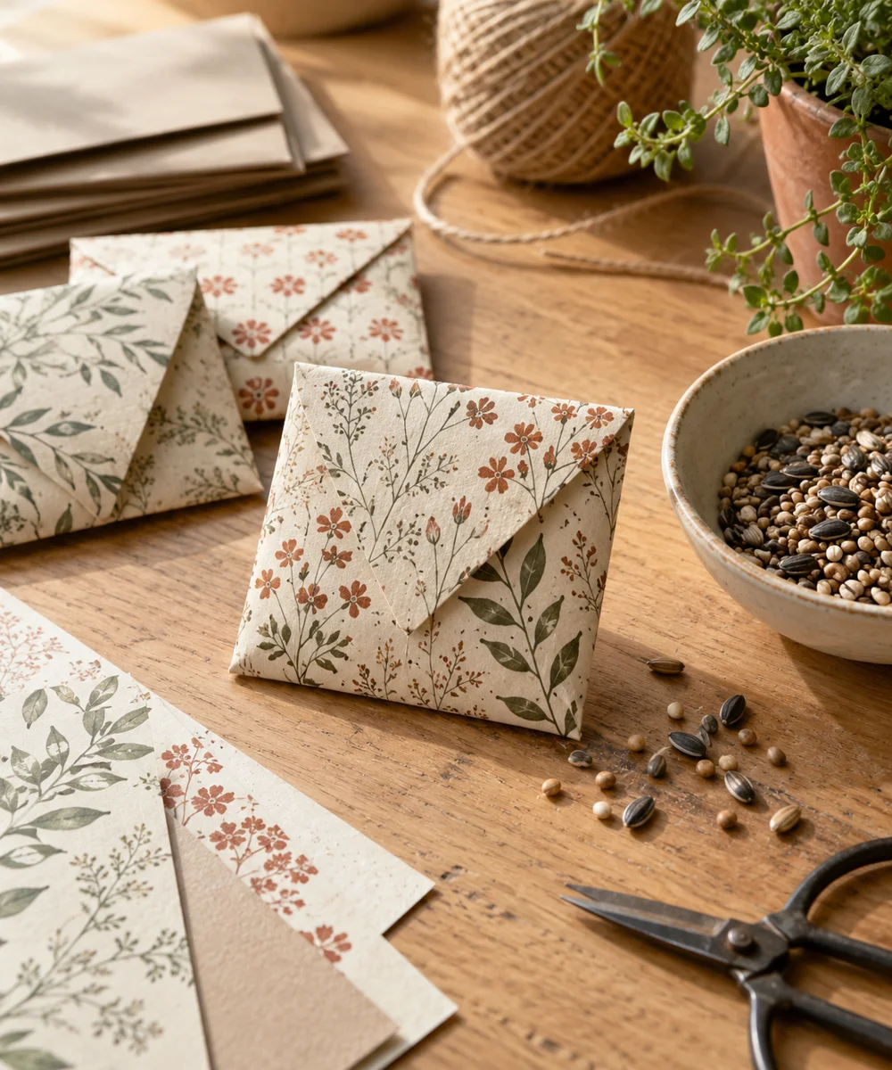AI-generated concept image for fold a paper seed packet for dry storage