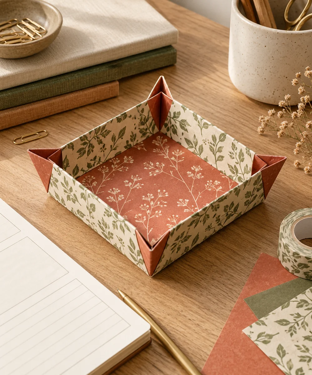 AI-generated concept image for fold a square paper tray