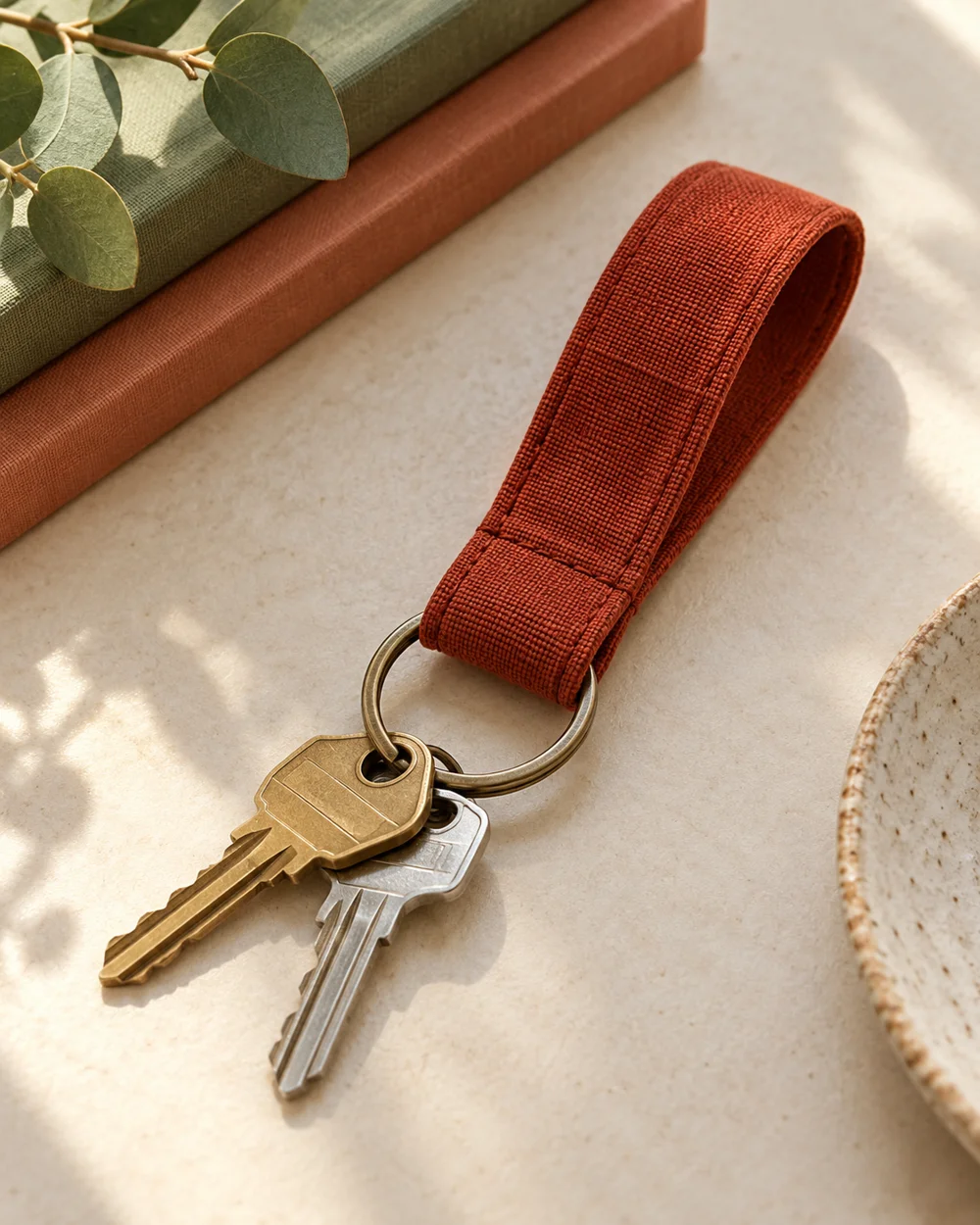 AI-generated concept image for hand sew a fabric key loop