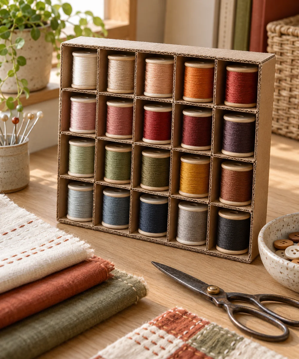 AI-generated concept image for make a cardboard bobbin storage grid