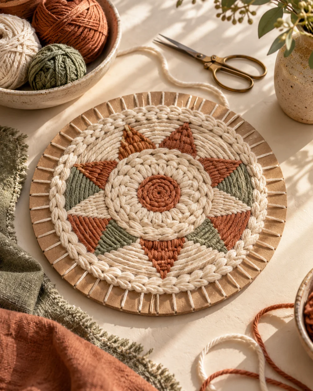 AI-generated concept image for make a cardboard circular weaving loom