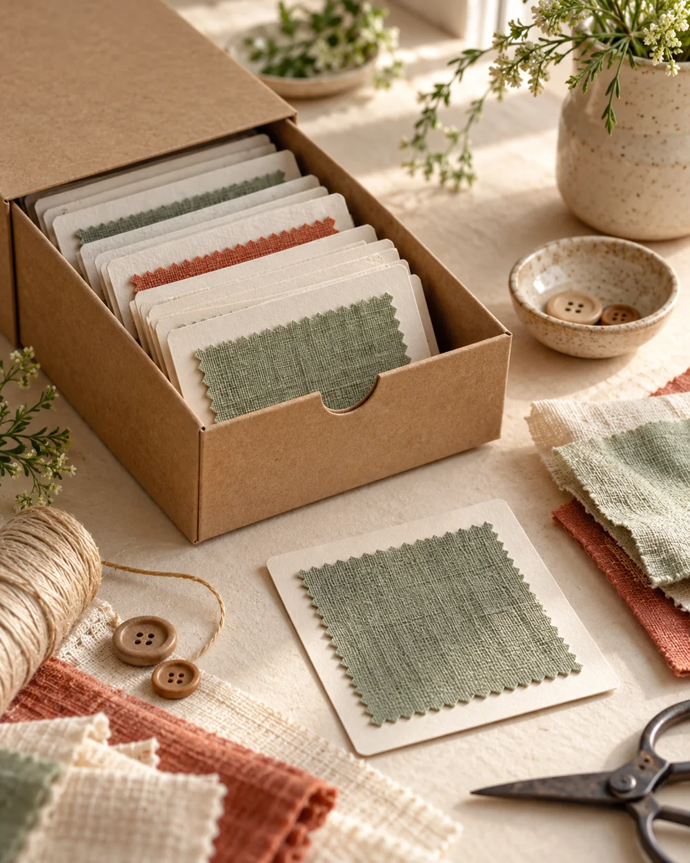 AI-generated concept image for make a cardboard fabric swatch drawer