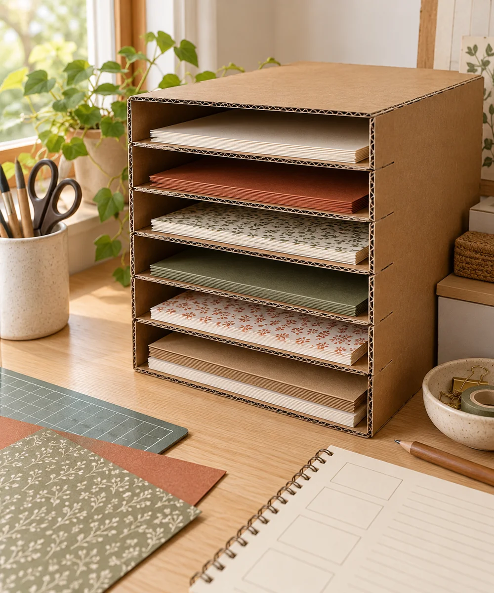 AI-generated concept image for make a cardboard paper sorting rack