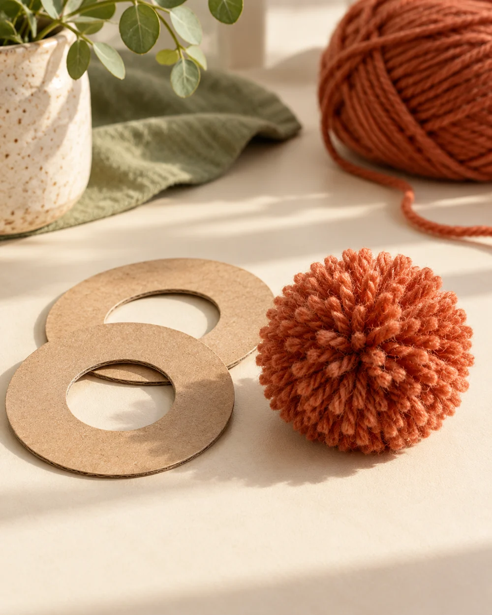AI-generated concept image for make a cardboard yarn pom-pom guide
