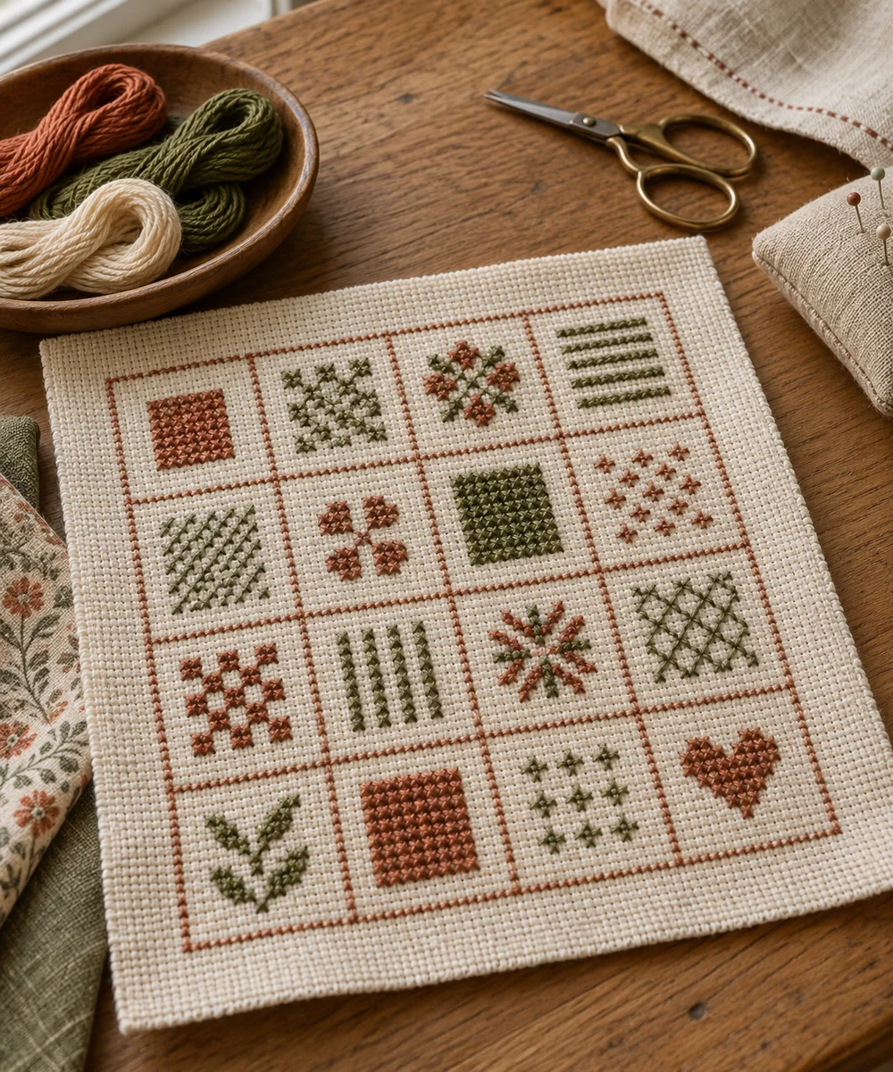 AI-generated concept image for make a cross-stitch grid sampler