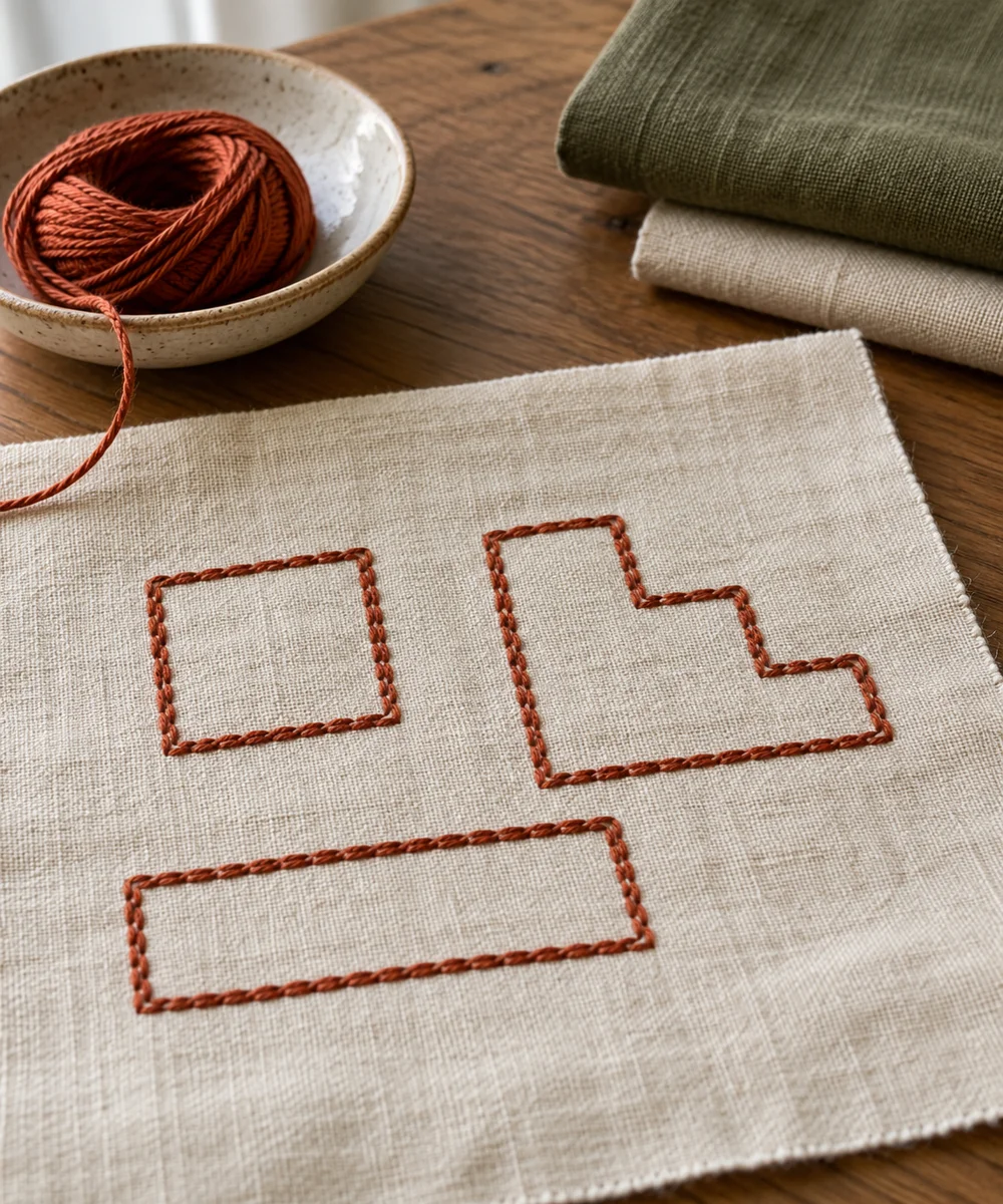 AI-generated concept image for make a double running stitch sampler