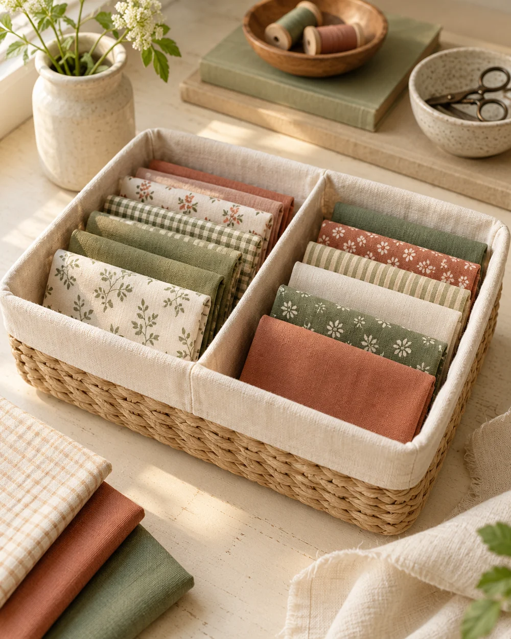 AI-generated concept image for make a fabric divider for a storage basket