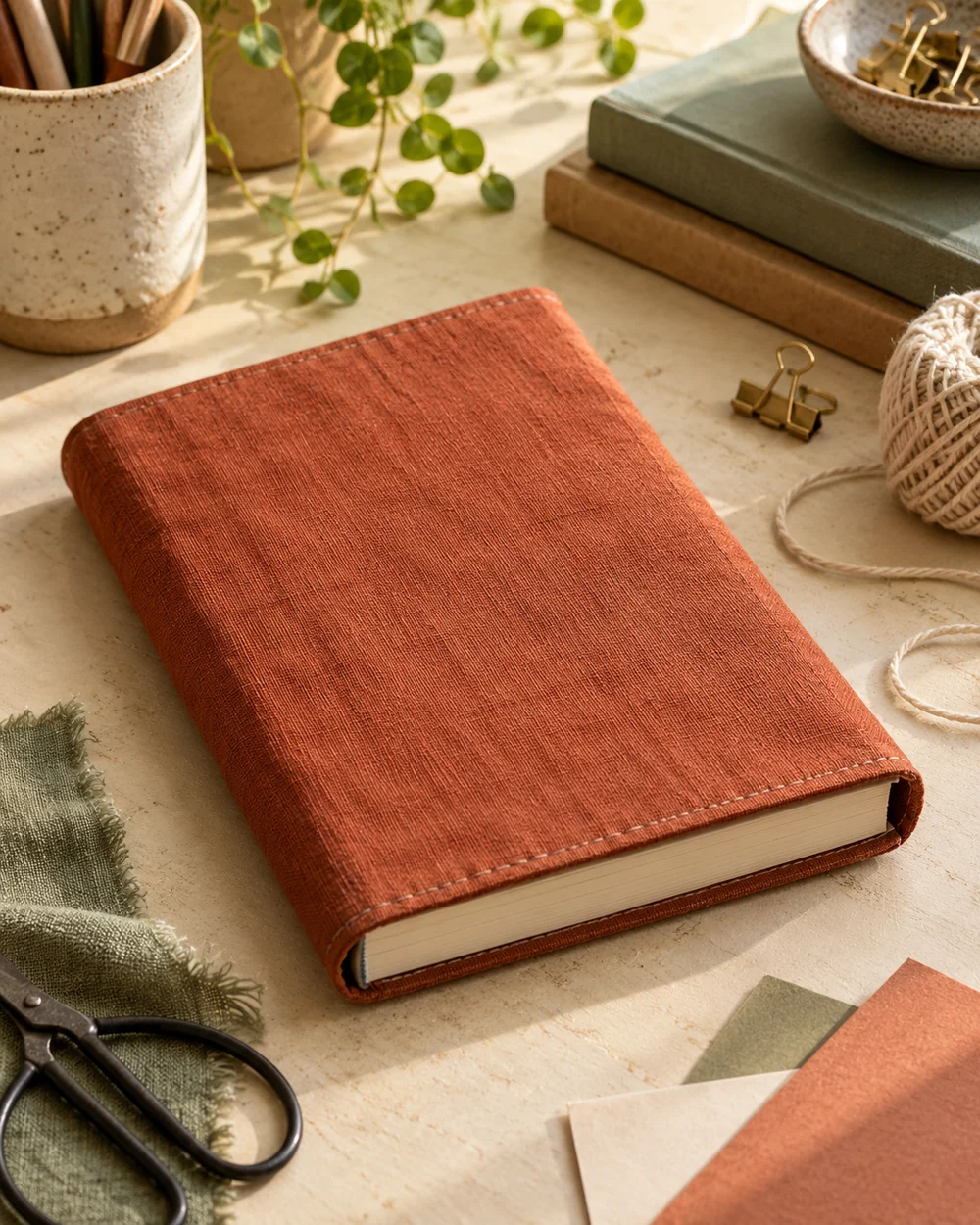 AI-generated concept image for make a fabric dust sleeve for a sketchbook