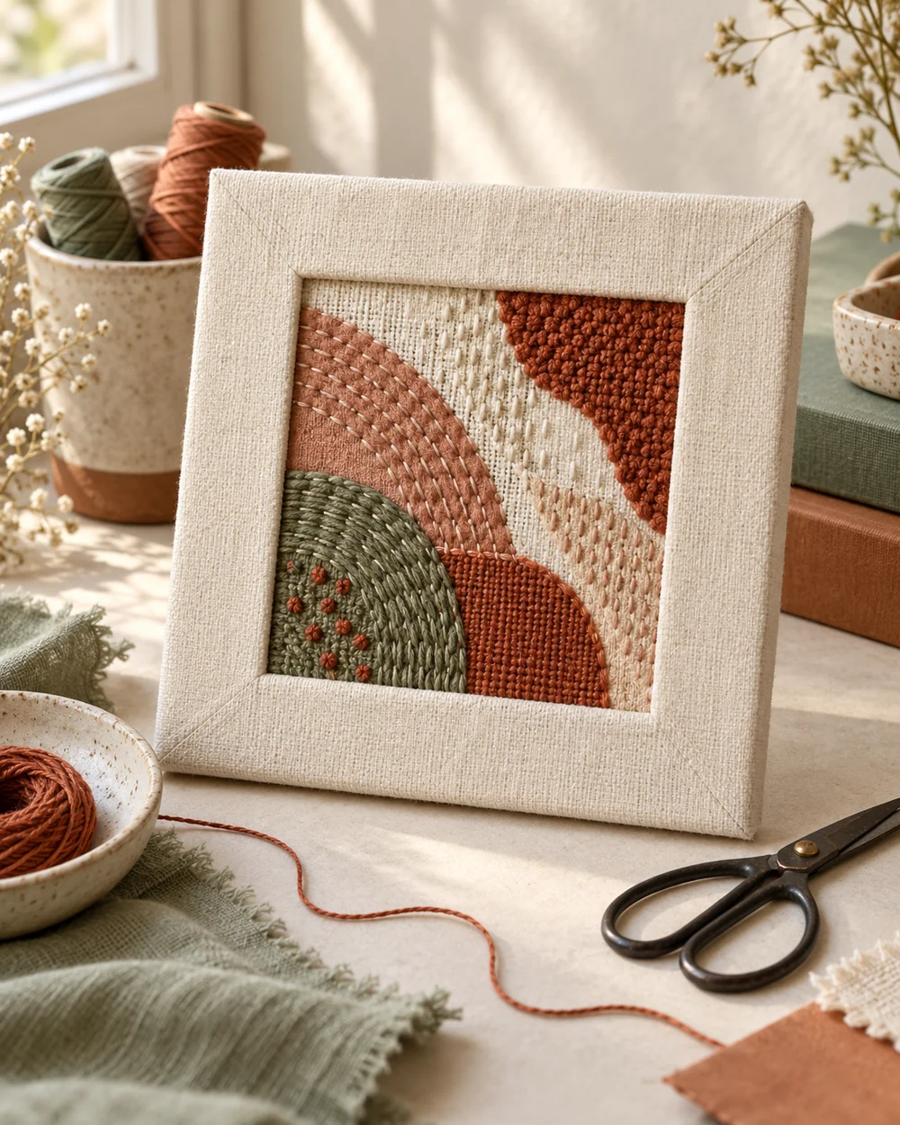 AI-generated concept image for make a fabric frame for a small textile sample