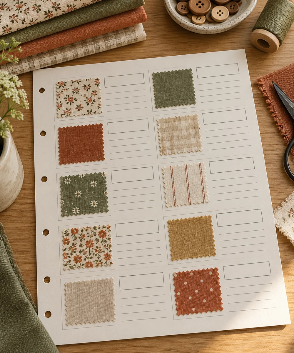 AI-generated concept image for make a fabric stash inventory page