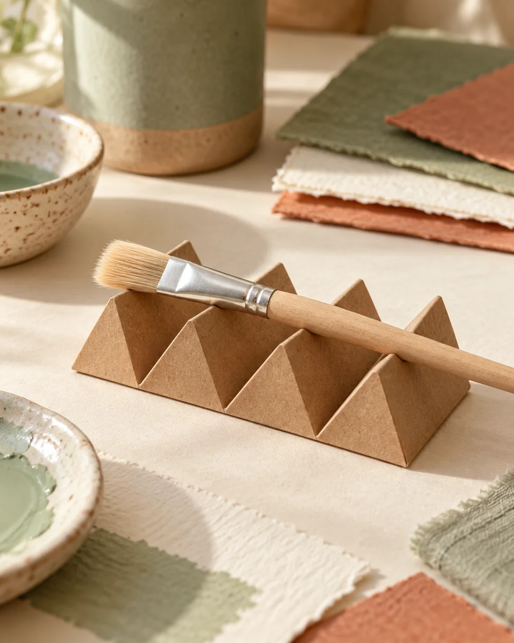 AI-generated concept image for make a folded paper brush rest