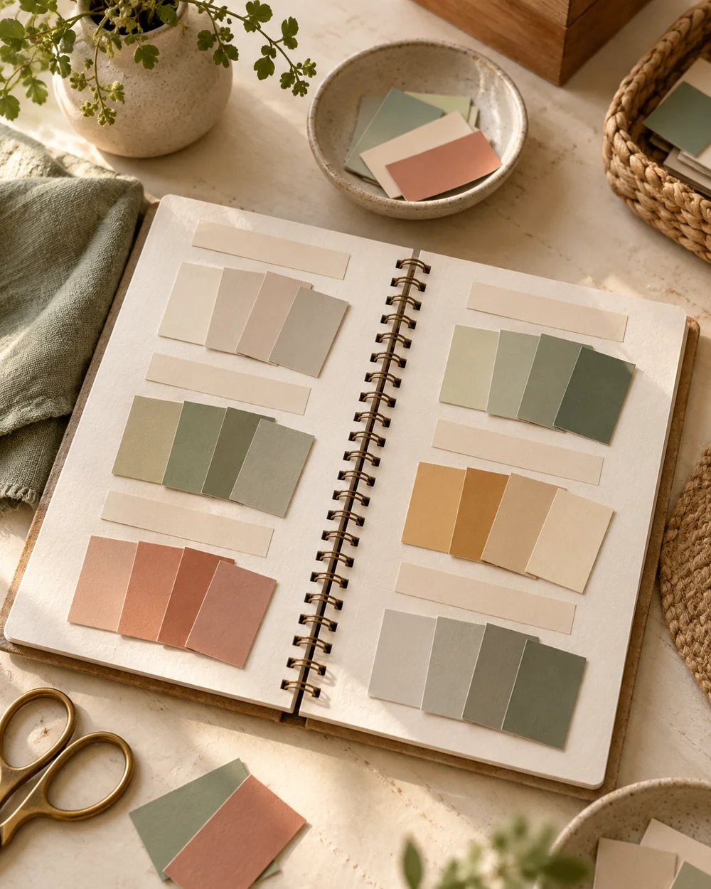 AI-generated concept image for make a home paint swatch notebook