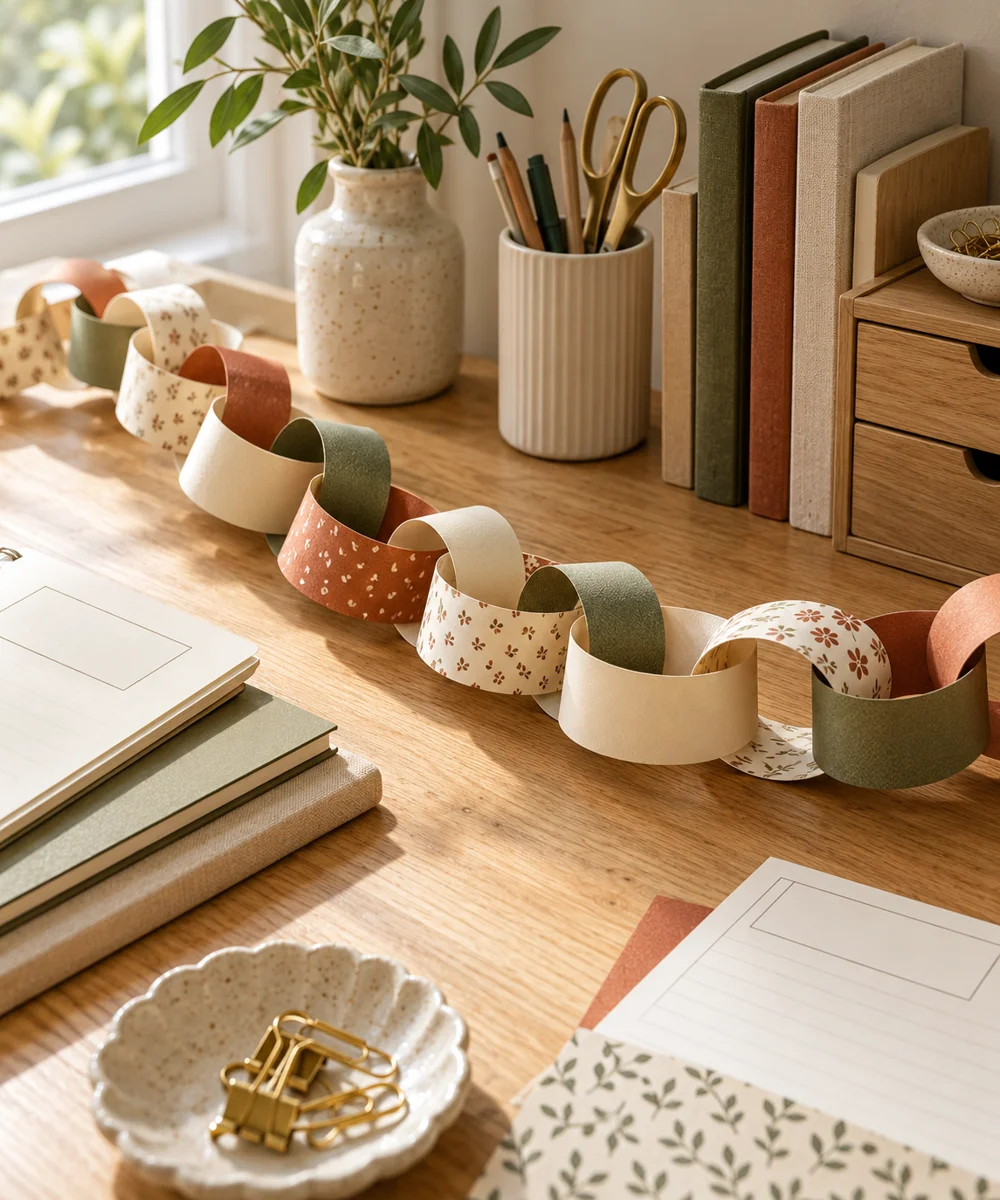 AI-generated concept image for make a paper chain desk garland
