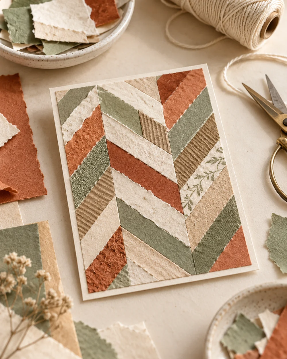 AI-generated concept image for make a paper strip herringbone panel