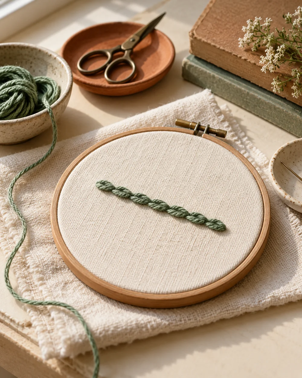AI-generated concept image for make a raised chain stitch sample