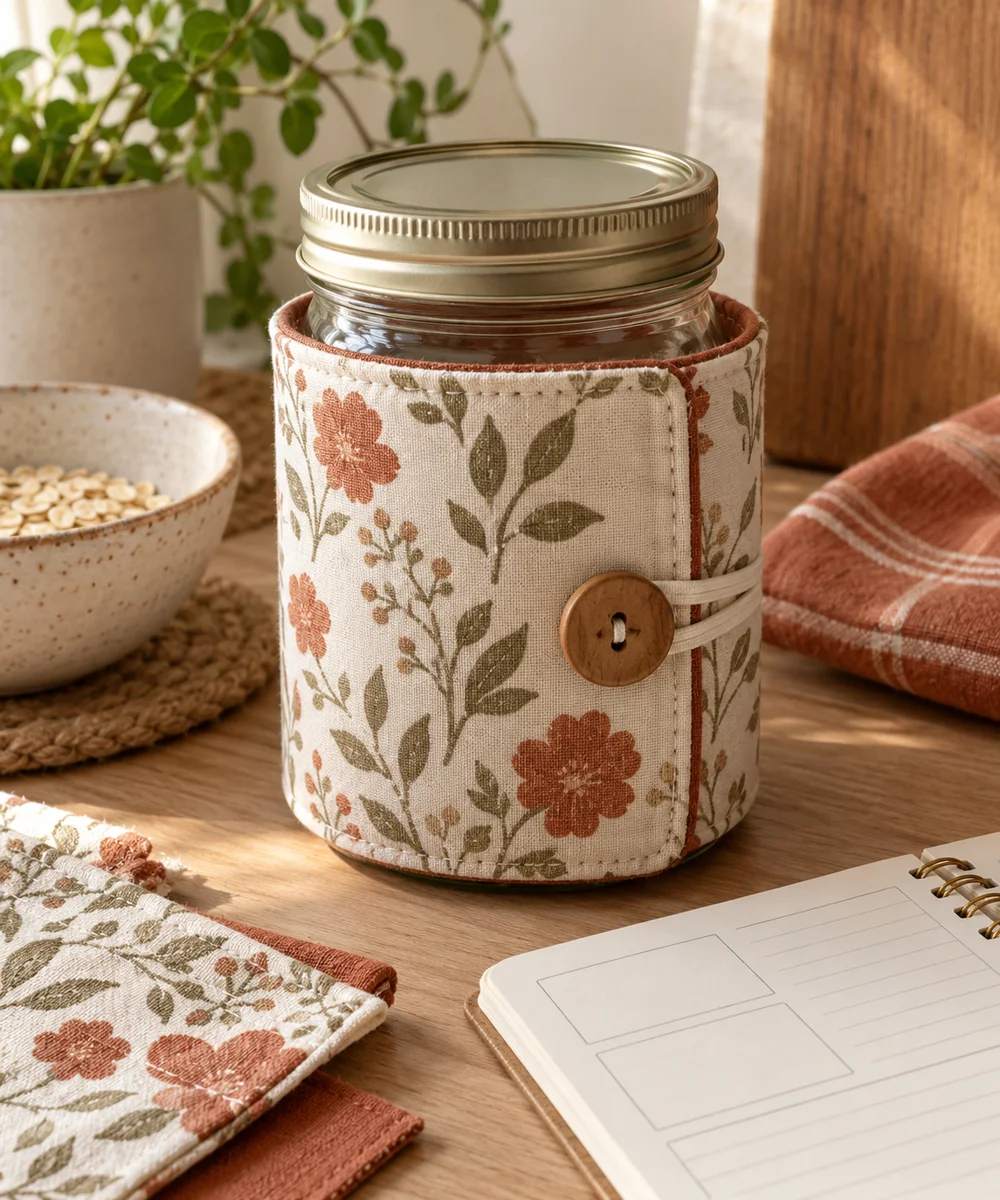 AI-generated concept image for make a removable fabric jar sleeve
