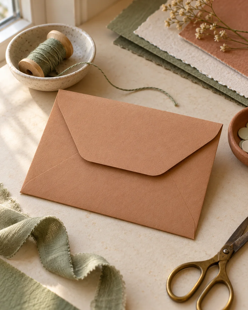 AI-generated concept image for make a rounded-flap paper envelope