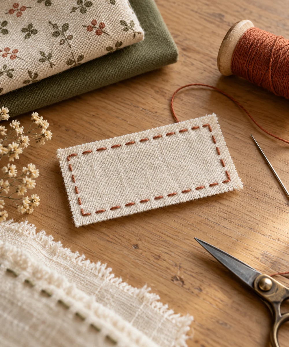 AI-generated concept image for make a running-stitch fabric label