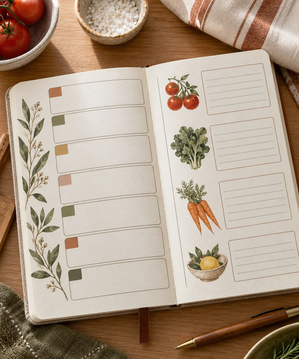 AI-generated concept image for make a weekly meal planning spread