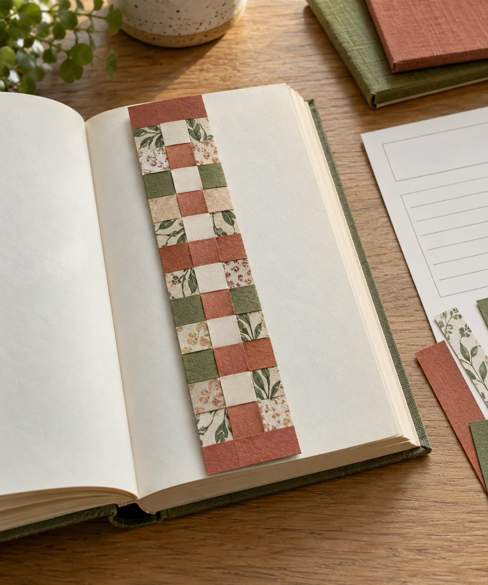 AI-generated concept image for make a woven paper bookmark
