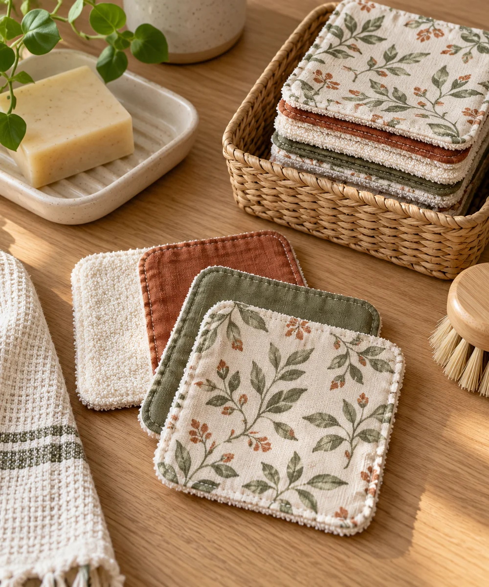 AI-generated concept image for make reusable fabric cleaning squares