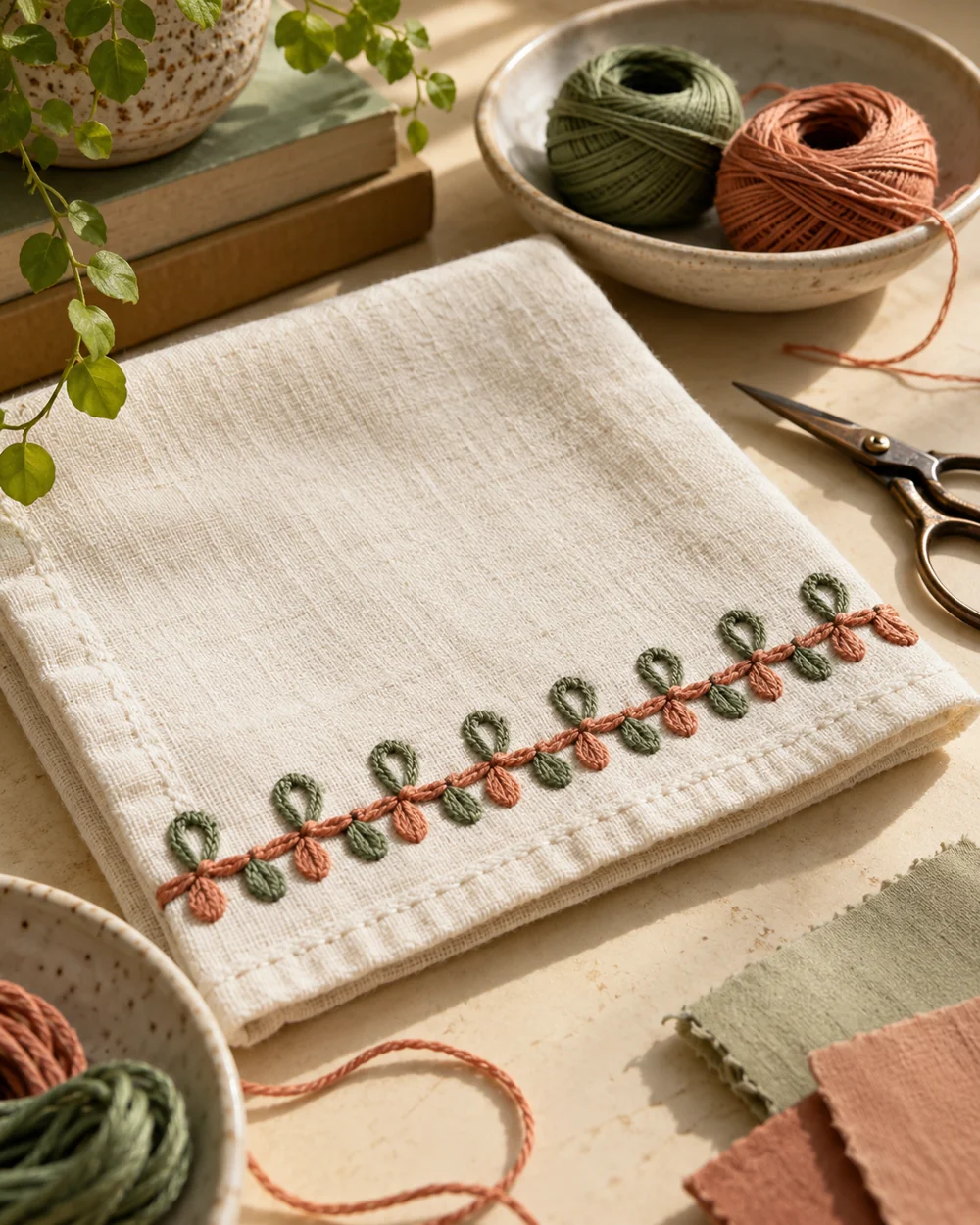 AI-generated concept image for practice pekinese stitch on a straight line