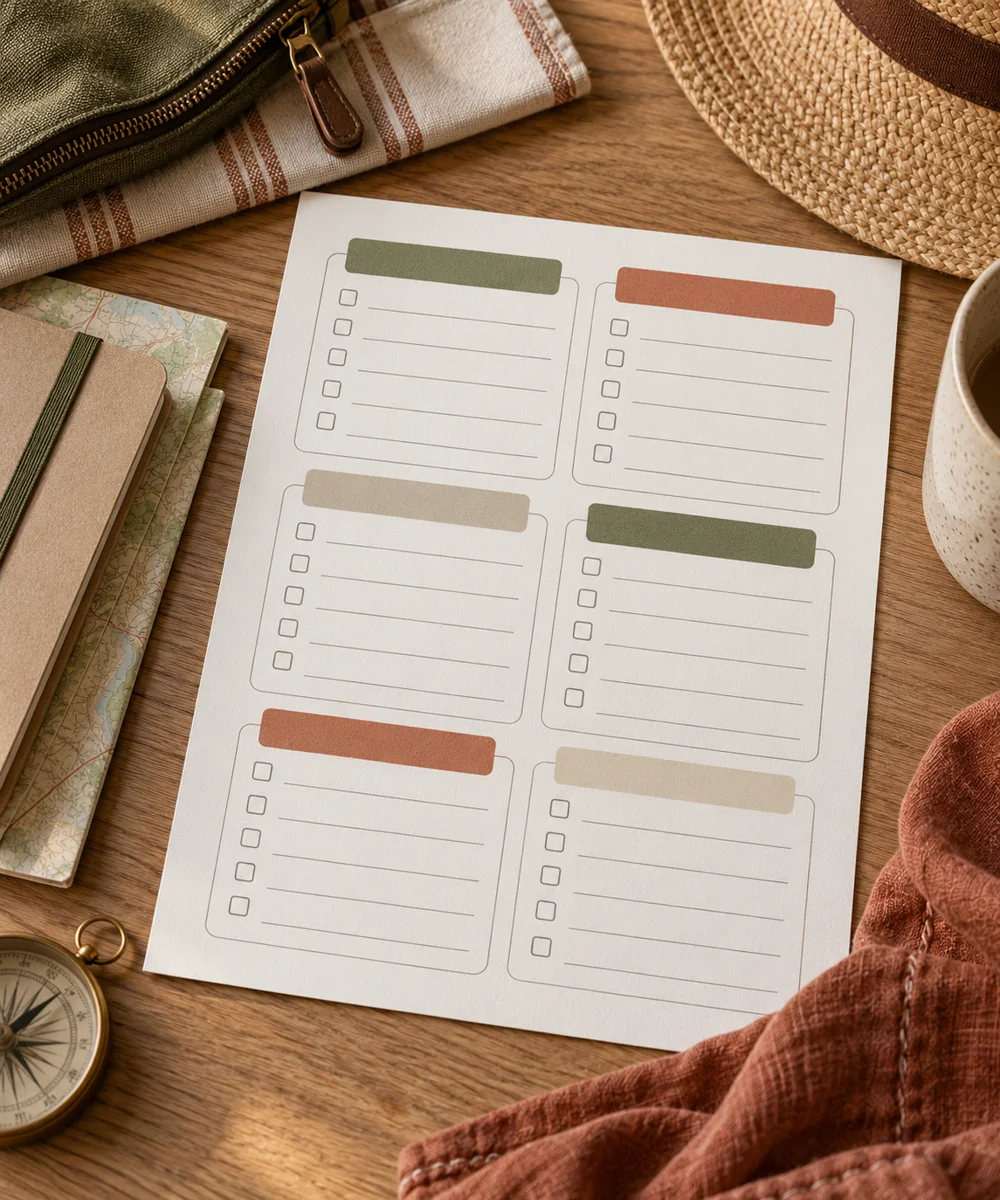 AI-generated concept image for set up a one-page packing checklist