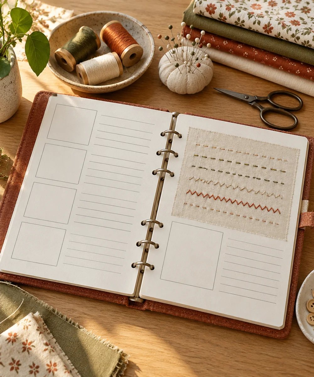 AI-generated concept image for set up a sewing practice log