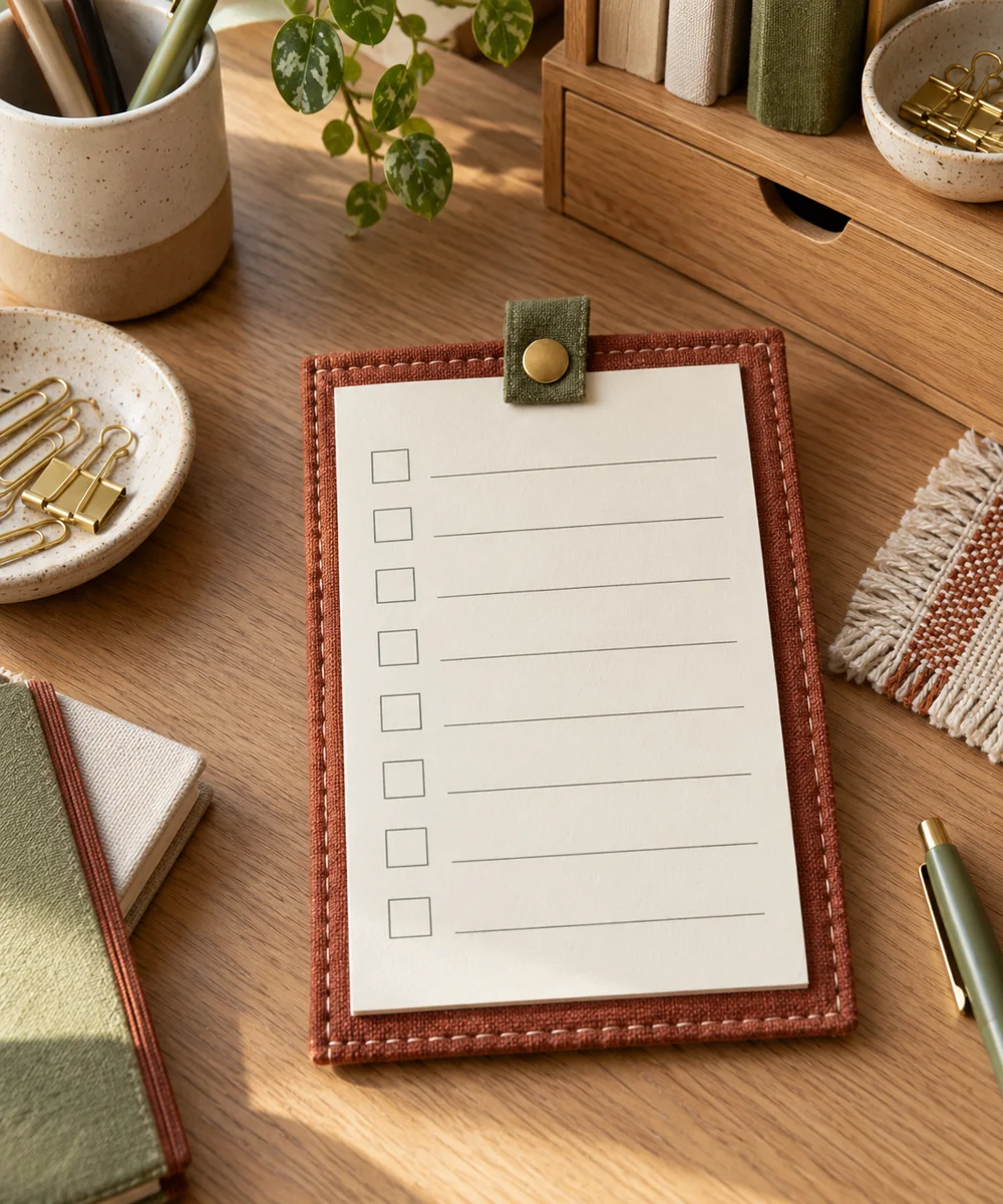 AI-generated concept image for set up a simple desk reset checklist