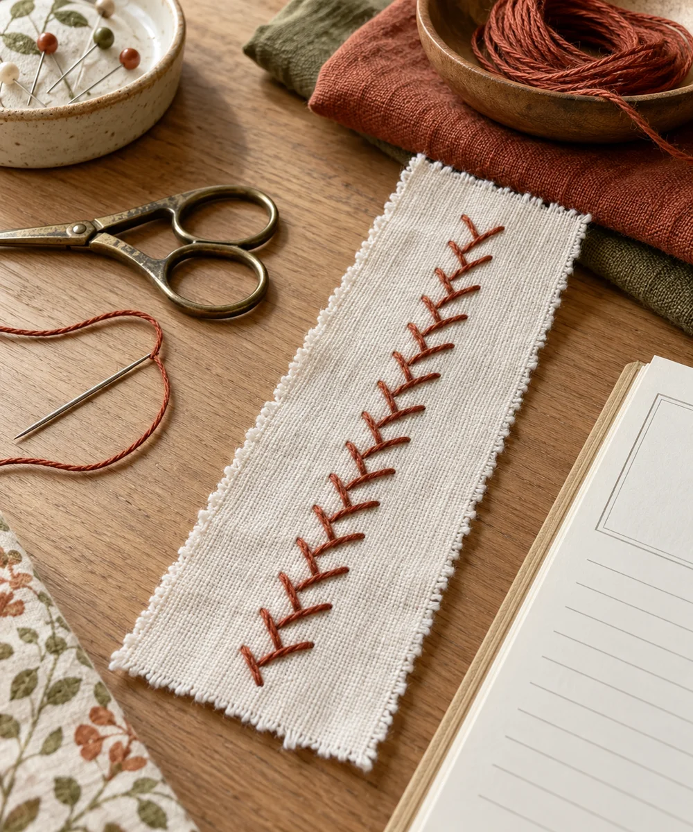 AI-generated concept image for sew a herringbone stitch practice strip